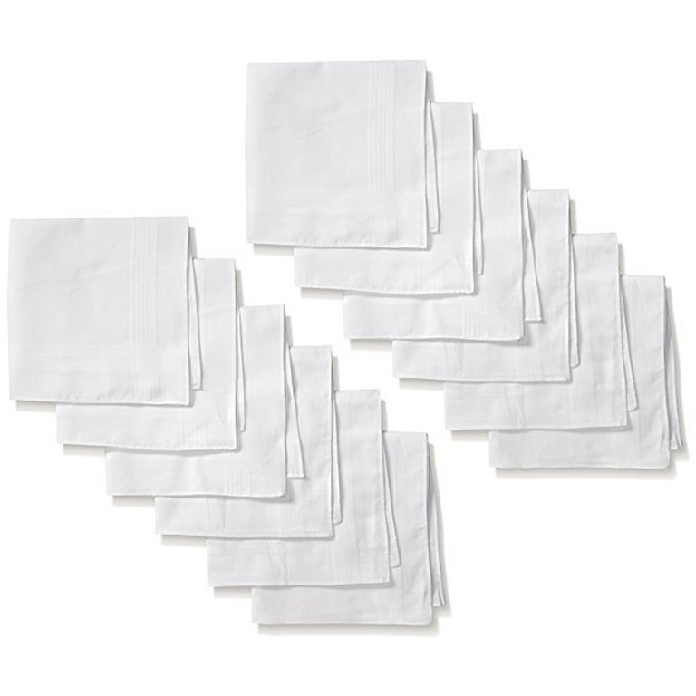 New 12 Hand Rolled All Cotton White Men’s Handkerchief